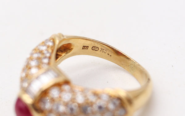 CARTIER Paris Cocktail Ring In 18Kt Gold With 1.76 Cts In Diamonds & Burma Ruby