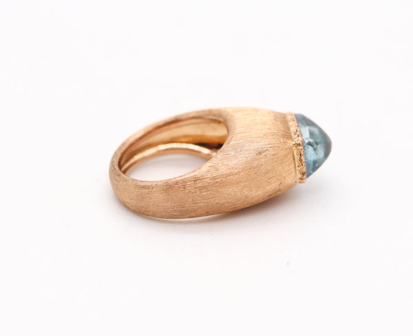 BUCCELLATI 1970 Milano Piramide Ring In 18Kt Yellow Gold With Aquamarine