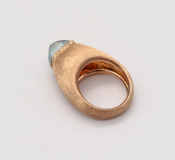BUCCELLATI 1970 Milano Piramide Ring In 18Kt Yellow Gold With Aquamarine