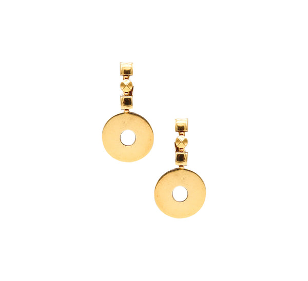 -Bvlgari Roma 1970 Geometric Pair Of Dangle Drop Earrings In 18Kt Yellow Gold