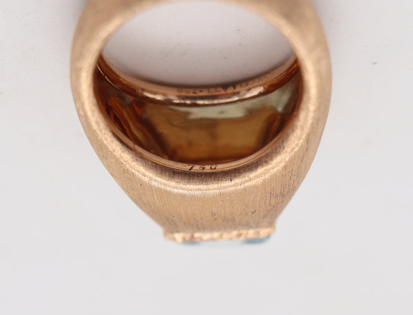 BUCCELLATI 1970 Milano Piramide Ring In 18Kt Yellow Gold With Aquamarine