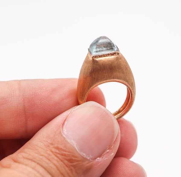 BUCCELLATI 1970 Milano Piramide Ring In 18Kt Yellow Gold With Aquamarine