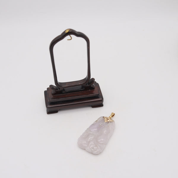 ORIENTALISM Pendant With Organic Motifs In 14Kt Yellow Gold With lavender Jade