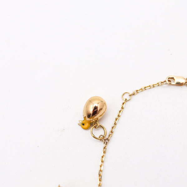 CHARMS BRACELET 1960 Italian Modernist 7 Charms Bracelet In 18Kt Yellow Gold