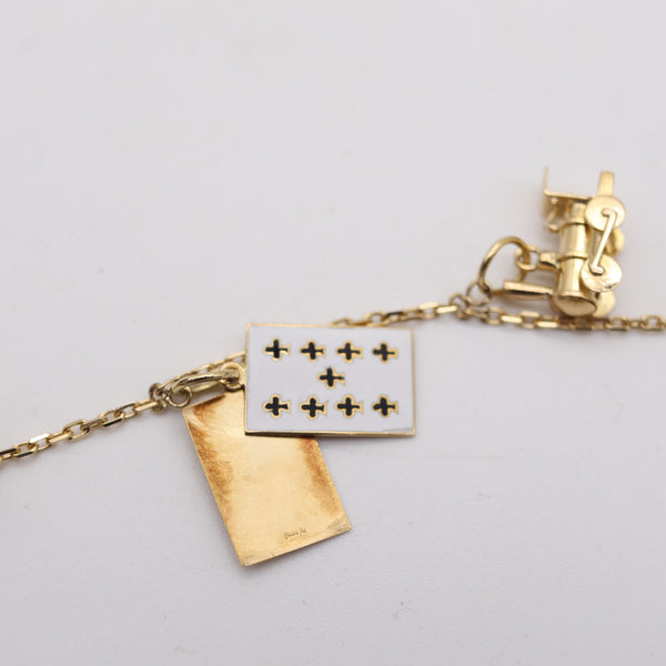 CHARMS BRACELET 1960 Italian Modernist 7 Charms Bracelet In 18Kt Yellow Gold