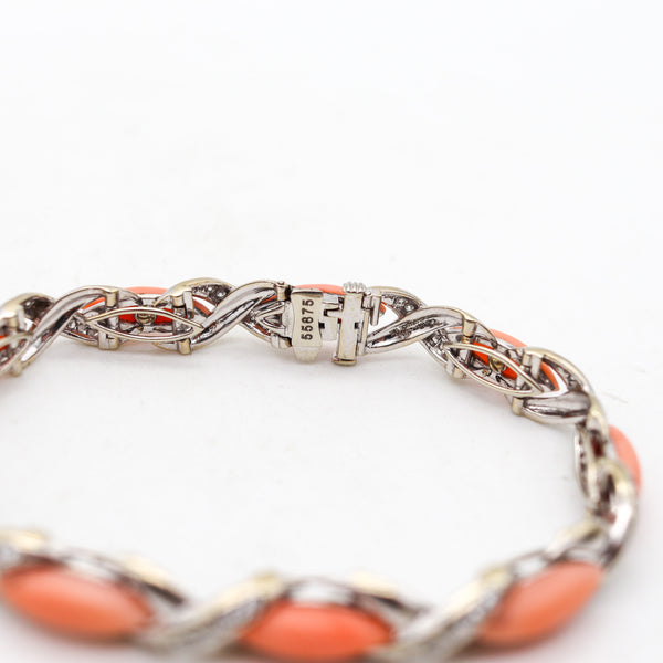 -Cartier 1960 Paris 18Kt Gold Bracelet With 19.68 Ctw In Diamonds And Natural Coral