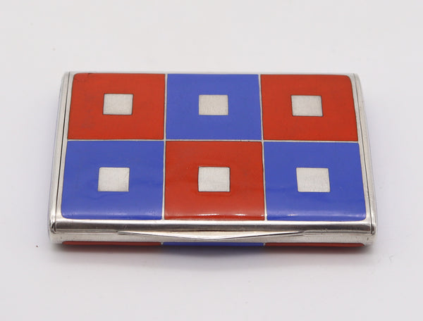 LOUIS KUPPENHEIM 1925 Pforzheim Red And Black Enameled Box In .935 Sterling Silver