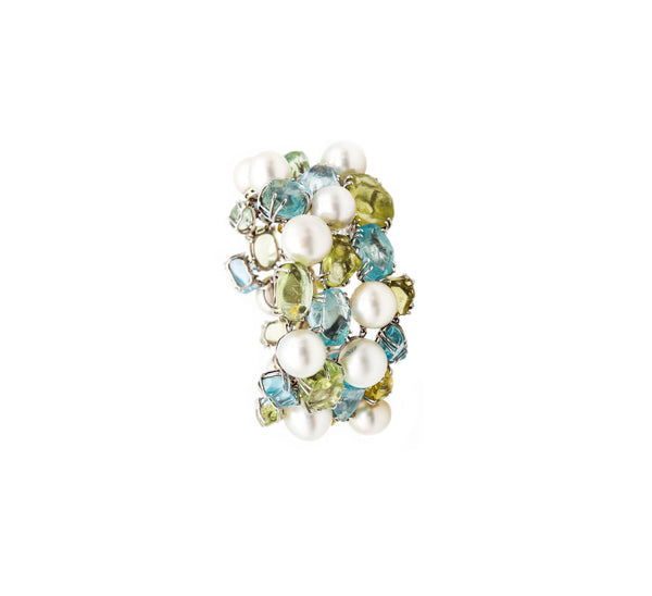 -Salavetti Pearls Bracelet In 18Kt White Gold With 108 Ctw Aquamarines And Beryl