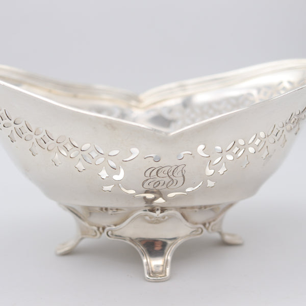 TIFFANY & CO. 1907 John C. Moore Four-Legged Nut Dish In .925 Sterling Silver