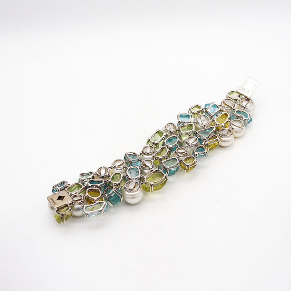 -Salavetti Pearls Bracelet In 18Kt White Gold With 108 Ctw Aquamarines And Beryl