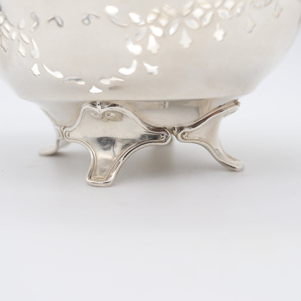 TIFFANY & CO. 1907 John C. Moore Four-Legged Nut Dish In .925 Sterling Silver