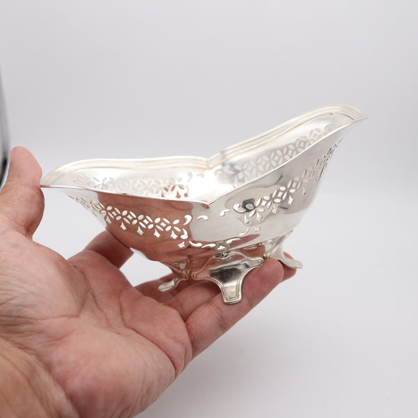 TIFFANY & CO. 1907 John C. Moore Four-Legged Nut Dish In .925 Sterling Silver