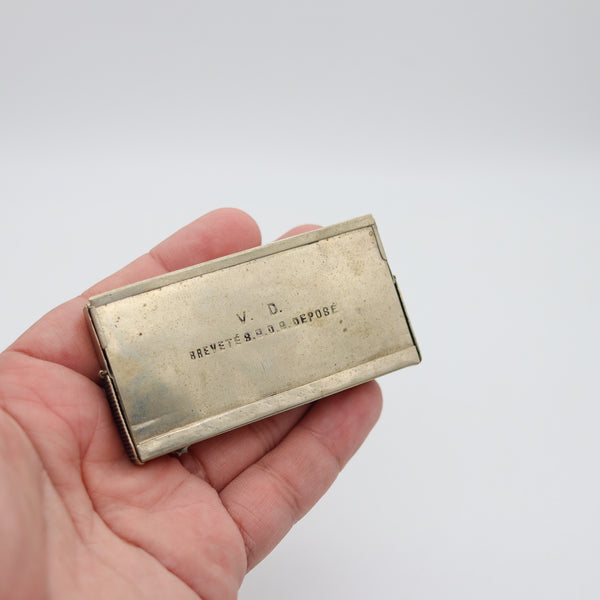 FRENCH 1920 Art-Deco Industrialism Fusee Striker-Lighter Mechanical Box In Plated Bronze
