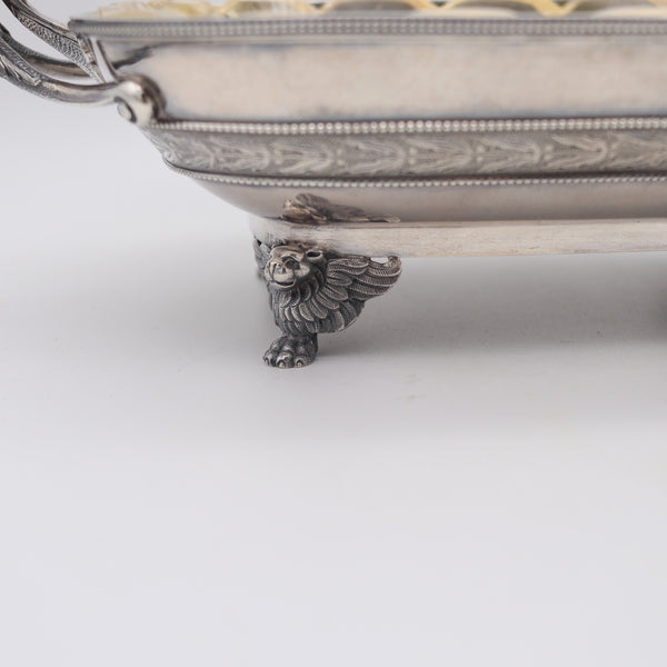 J.E. CALDWELL 1870 By George B. Sharp Neo-Gothic Etruscan Server Tray .925 Sterling