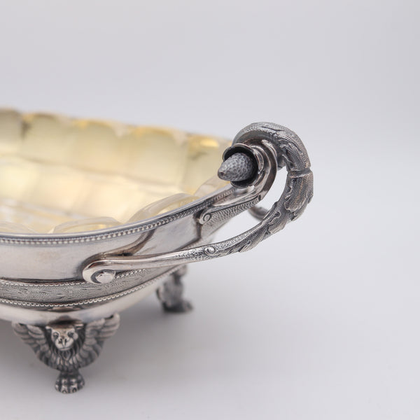 J.E. CALDWELL 1870 By George B. Sharp Neo-Gothic Etruscan Server Tray .925 Sterling