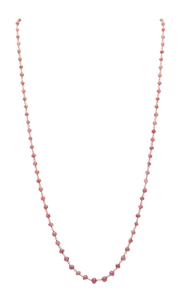 ITALIAN Modernist Graduated Beads Necklace In 14Kt Yellow Gold With 86 Cabochons Cuts Rubies