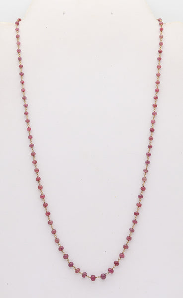 ITALIAN Modernist Graduated Beads Necklace In 14Kt Yellow Gold With 86 Cabochons Cuts Rubies