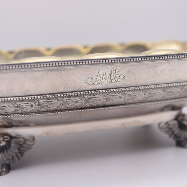 J.E. CALDWELL 1870 By George B. Sharp Neo-Gothic Etruscan Server Tray .925 Sterling