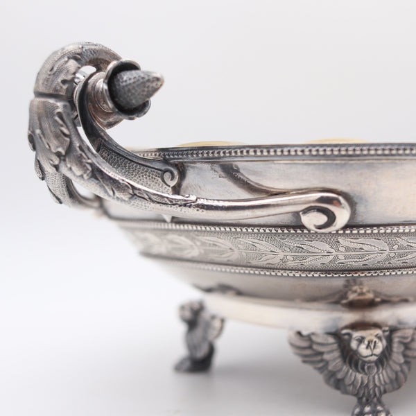 J.E. CALDWELL 1870 By George B. Sharp Neo-Gothic Etruscan Server Tray .925 Sterling