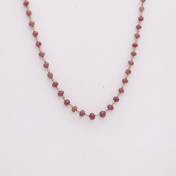 ITALIAN Modernist Graduated Beads Necklace In 14Kt Yellow Gold With 86 Cabochons Cuts Rubies