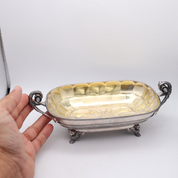 J.E. CALDWELL 1870 By George B. Sharp Neo-Gothic Etruscan Server Tray .925 Sterling