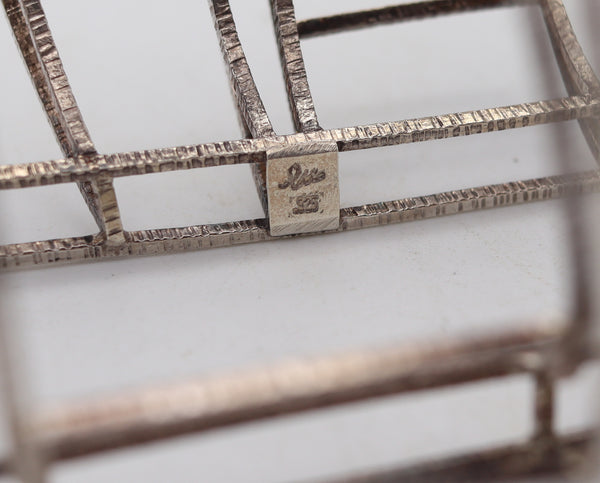 MODERNIST 1980 Geometric Three-dimensional Cuff Bracelet In .925 Sterling Silver