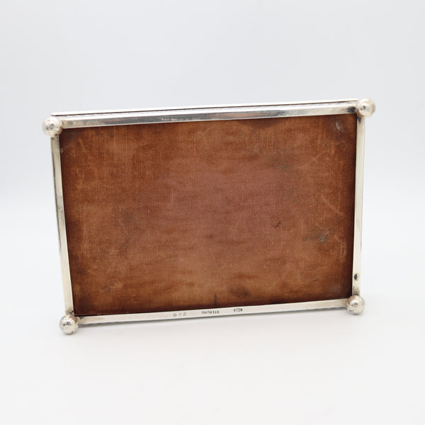 GEORGE HENCKEL 1910 Edwardian Rectangular Desk Tray In Sterling Silver With Silk Lining