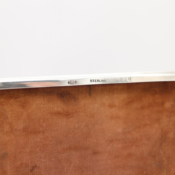GEORGE HENCKEL 1910 Edwardian Rectangular Desk Tray In Sterling Silver With Silk Lining
