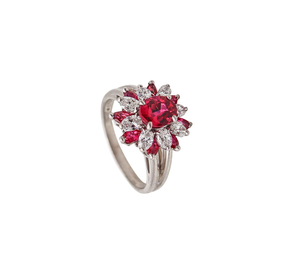 -Oscar Heyman Cocktail Ring In 18Kt Gold With 2.62 Ctw In Diamonds And Rubies