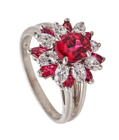 -Oscar Heyman Cocktail Ring In 18Kt Gold With 2.62 Ctw In Diamonds And Rubies