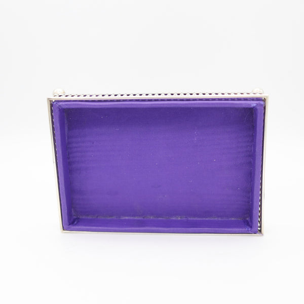 GEORGE HENCKEL 1910 Edwardian Rectangular Desk Tray In Sterling Silver With Silk Lining