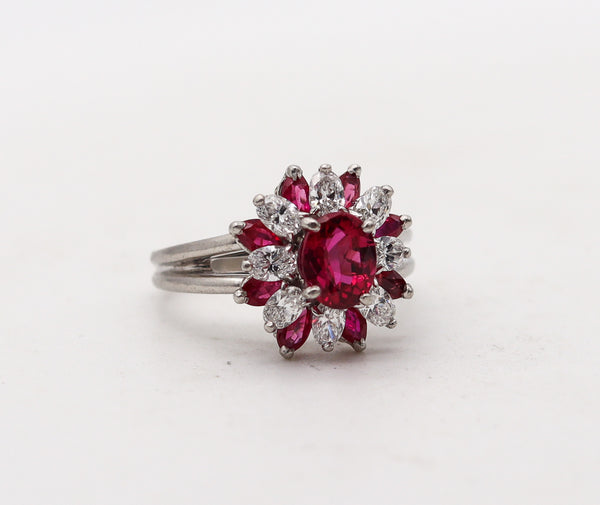 -Oscar Heyman Cocktail Ring In 18Kt Gold With 2.62 Ctw In Diamonds And Rubies