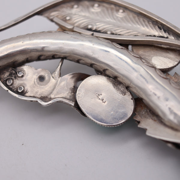 QING DINASTY 1915 China Export Dragon Necklace In .900 Silver With Turquoises