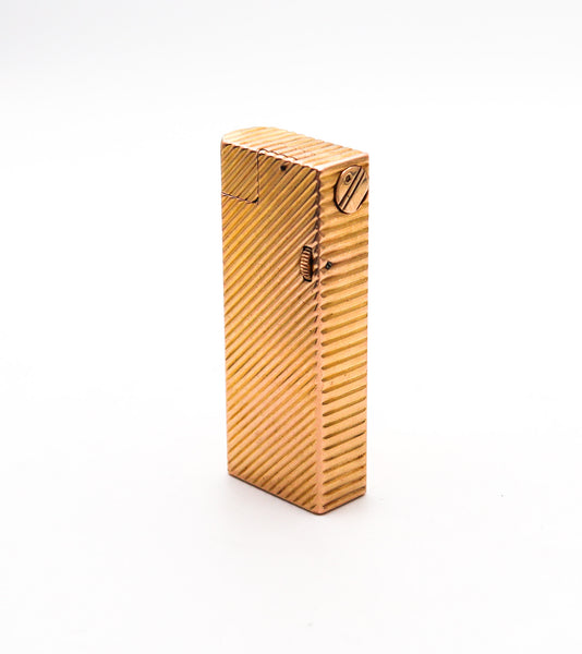 DUNHILL PARIS 1952 Aldunil Gas Pocket Lighter In 18kt Gold Vermeil .800 Silver