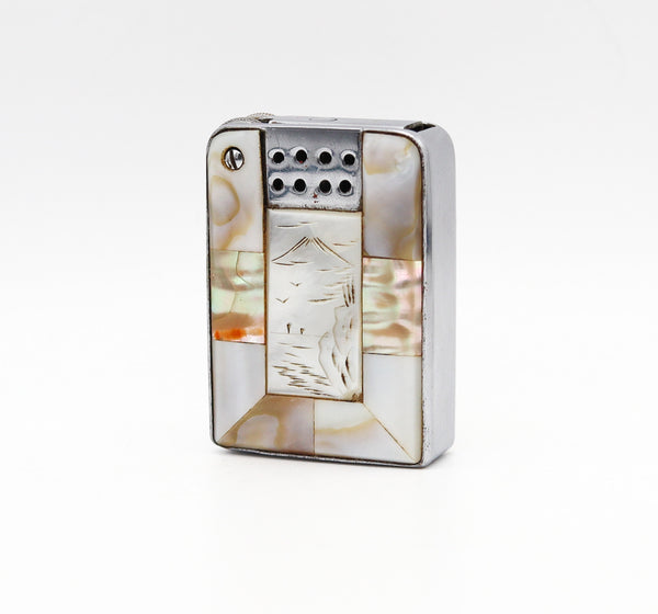 BELL LIGHTER 1937 British Semi Automatic Pocket Petrol Lighter With Nacre