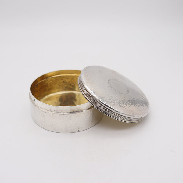 TIFFANY & CO. 1889 Art+Craft Round Box In Hammered .925 Sterling Silver