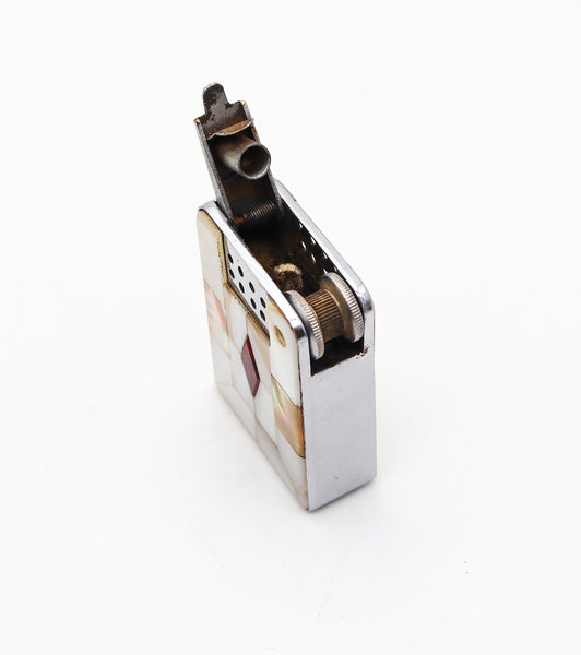 BELL LIGHTER 1937 British Semi Automatic Pocket Petrol Lighter With Nacre