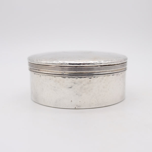 TIFFANY & CO. 1889 Art+Craft Round Box In Hammered .925 Sterling Silver