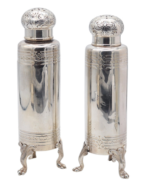 TIFFANY & CO. 1902 John C. Moore Pair Of Salt-Pepper Shakers In .925 Sterling Silver