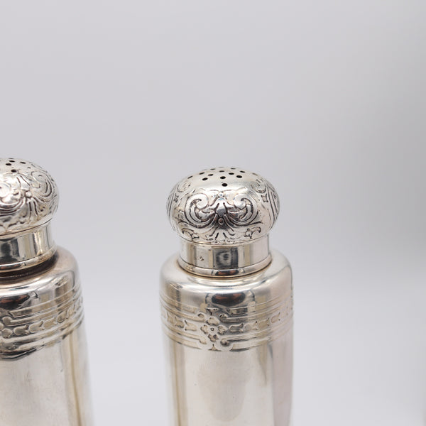 TIFFANY & CO. 1902 John C. Moore Pair Of Salt-Pepper Shakers In .925 Sterling Silver