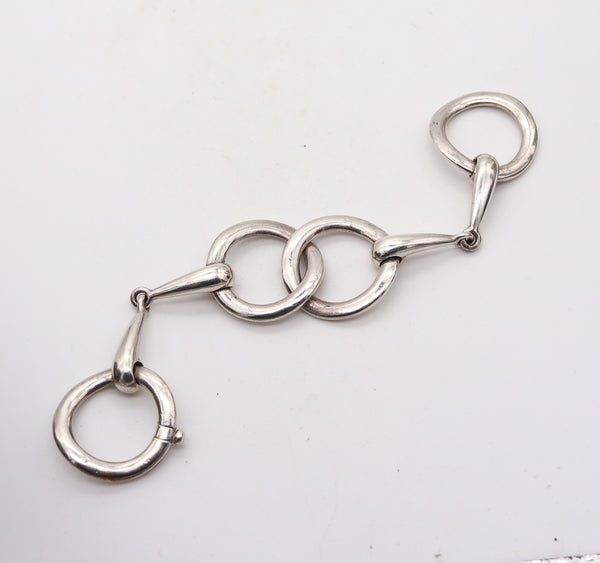 -French 1960 Paris Modernist Horse Bit Bracelet In Solid .800 Sterling Silver