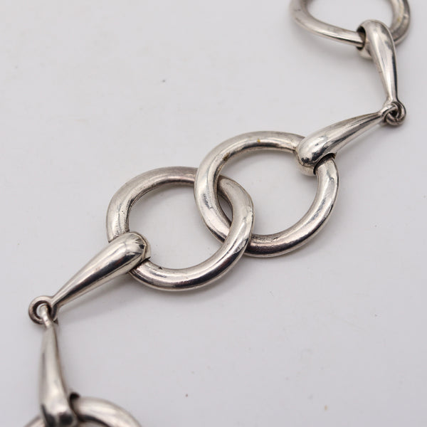 -French 1960 Paris Modernist Horse Bit Bracelet In Solid .800 Sterling Silver