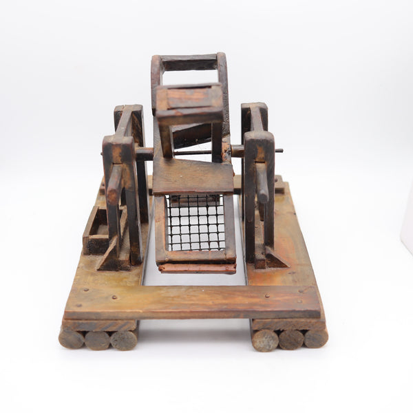 FOLK ART 1880 USA Scale Patent Of Gold Processing Mill In Wood Copper & Steel