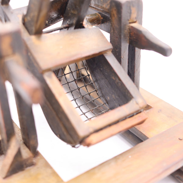 FOLK ART 1880 USA Scale Patent Of Gold Processing Mill In Wood Copper & Steel