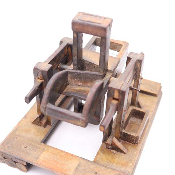 FOLK ART 1880 USA Scale Patent Of Gold Processing Mill In Wood Copper & Steel