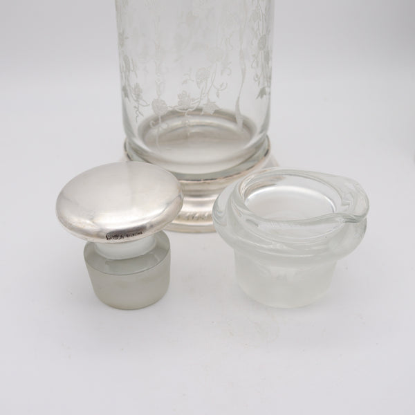 EDWARDIAN 1905 Heisey Bar Shaker In Engraved Crystal And .925 Sterling Silver