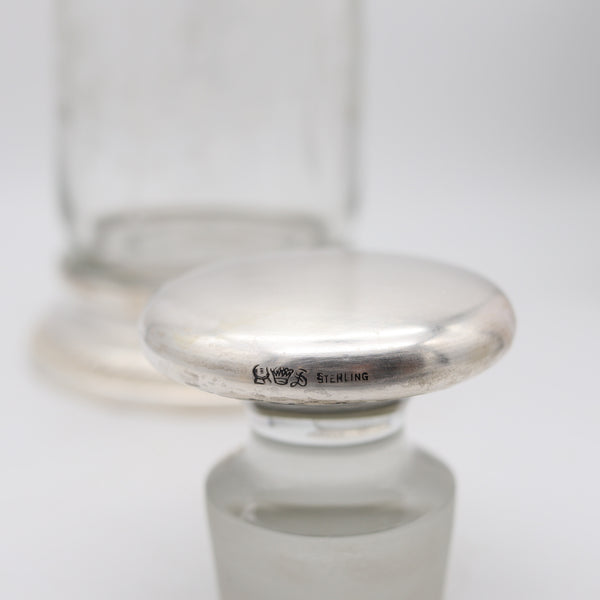 EDWARDIAN 1905 Heisey Bar Shaker In Engraved Crystal And .925 Sterling Silver