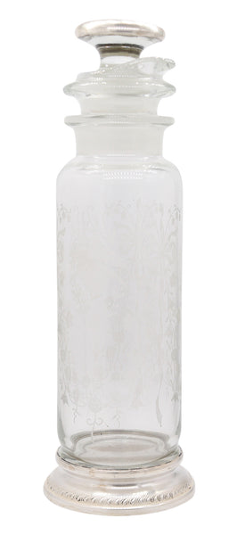EDWARDIAN 1905 Heisey Bar Shaker In Engraved Crystal And .925 Sterling Silver