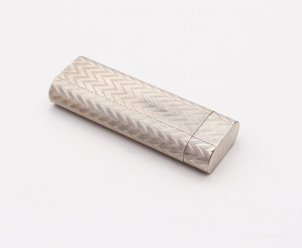 CARTIER 1970 Paris Guilloché Pocket Butane Lighter In Plaqué d'Argent