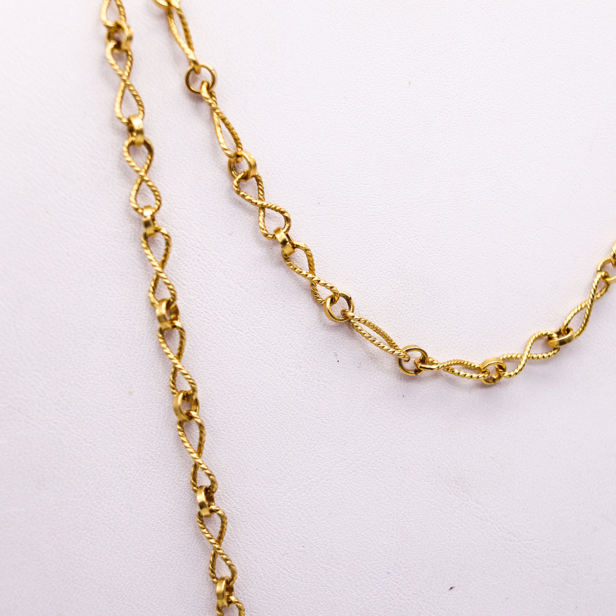 -Alessi Domenico 1970 Retro Modern Twisted Long Chain In Solid 18Kt Ye ...